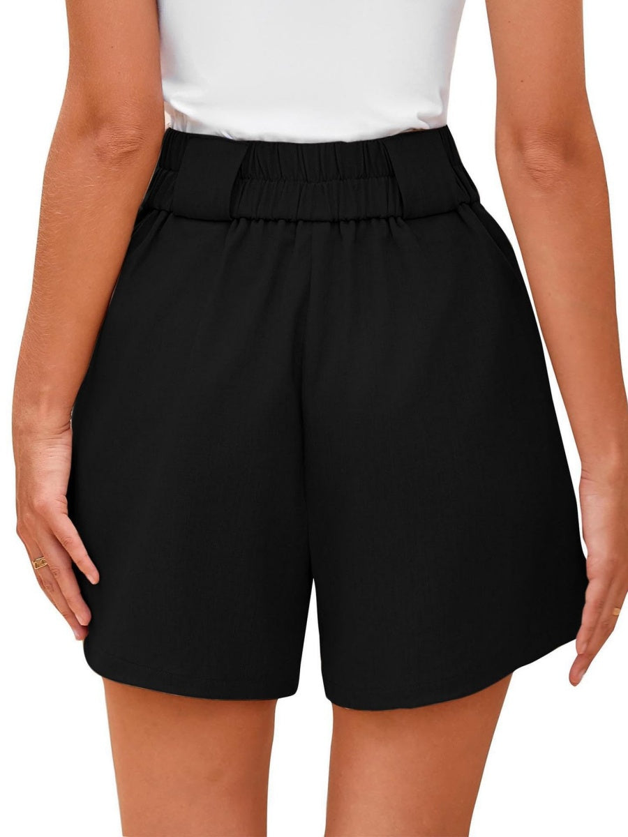High-waisted Solid Color Comfortable Shorts With Pockets