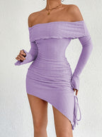 Off-the-shoulder, Bell-sleeve, Bodycon, Short Dress