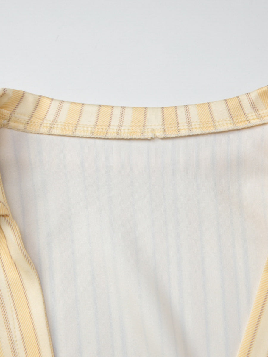 Retro Buttons Stripes Sexy Shirts