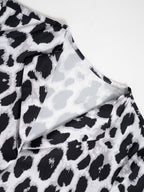 Three-quarter Sleeve Collar Leopard Print T-shirts