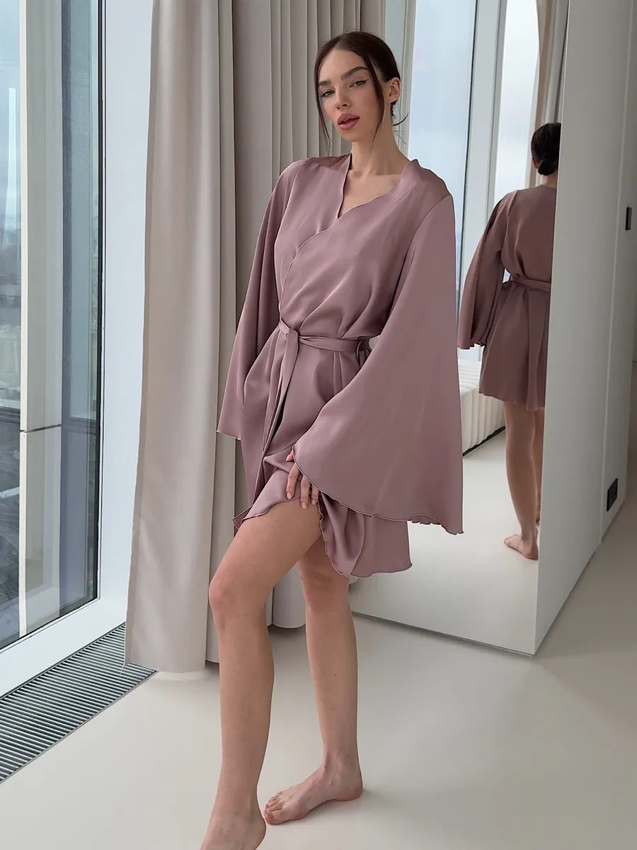 V-neck Thin Strap Nightgown Lazy Style Parties Mini&Short Dresses