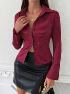 Long sleeve Stripes Slim fit Shirts