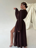 V-neck Thin Strap Nightgown Lazy Style Parties Maxi Dresses