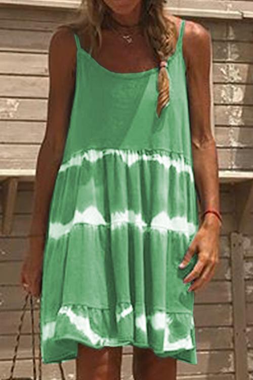 Fashion Style Tie Dye Cami Beach Dress