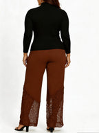 Slim-fitting, Loose-fitting, Comfortable Cropped Trousers With Lace Trim And Cutout Details