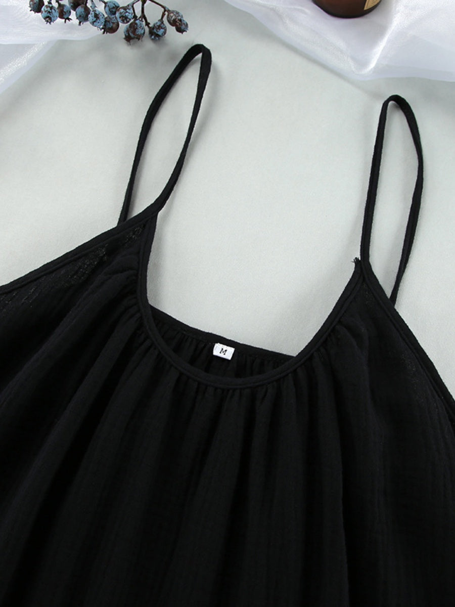 100% Cotton Temperament Camisoles Loose-fit Home Vacation Mini&Short Dresses