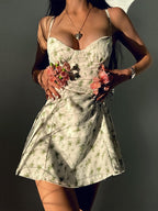 Floral Print Mini Dress With Spaghetti Straps