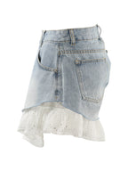 Straight-leg Patchwork Lace Denim Shorts