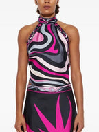 Satin Halter Neck Backless Top And Skirt Two-piece Set
