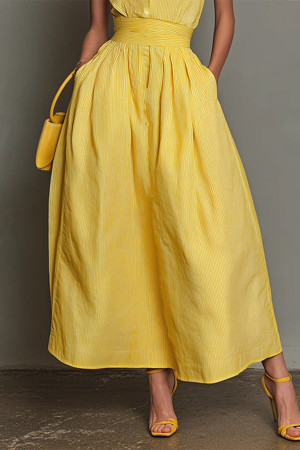 Vintage Riviera Striped Halter Dress