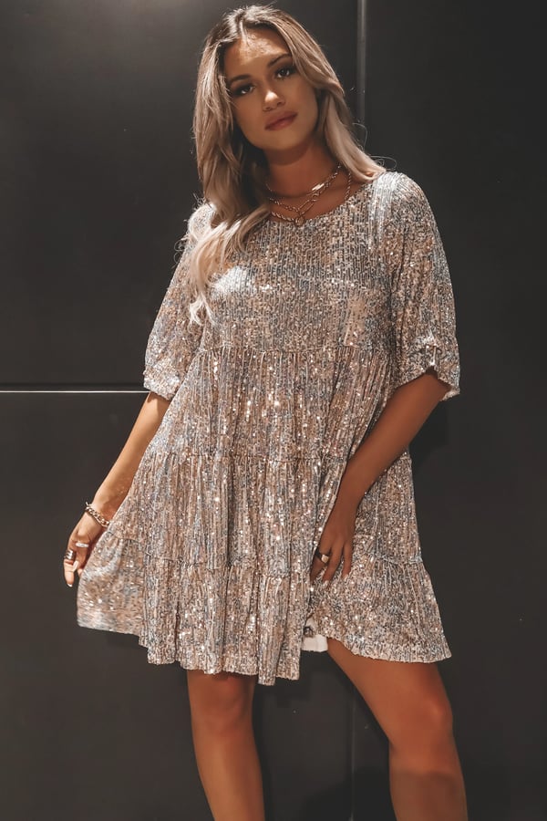 Fernanda Statement Loose Sequin Dress Elevated Occasion Wear