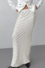 Lace Trim High-Slit Long Skirt