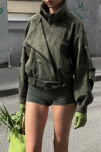 Vintage Suede Stand Collar Jacket