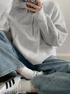 Solid Half Zip Oversized Hoodie
