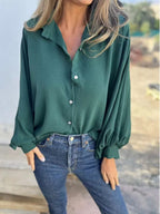 Elegant plain button-up shirt for women