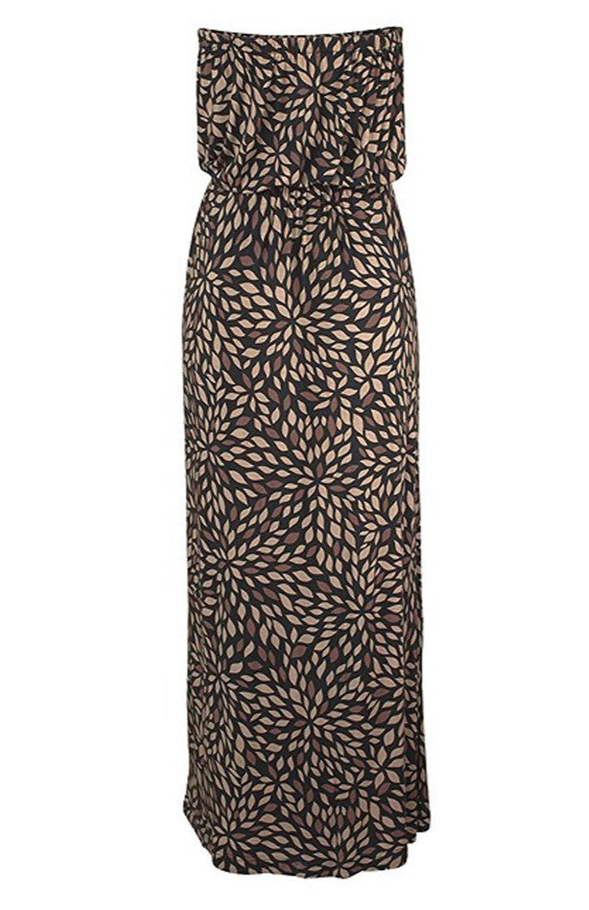 Elara Aesthetic Long Dress with Bandeau Print for Women in Spring and Summer Designer Edit