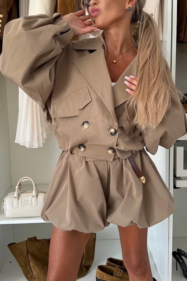 Fashion Style High Rise Elastic Waist Pocketed  Bloomer Shorts