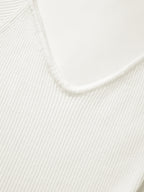Solid V Neck Ribbed A-line Knit Mini Dress
