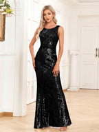 Sequins Rose Gold Fishtail Temperament Formal Dress Maxi Dresses