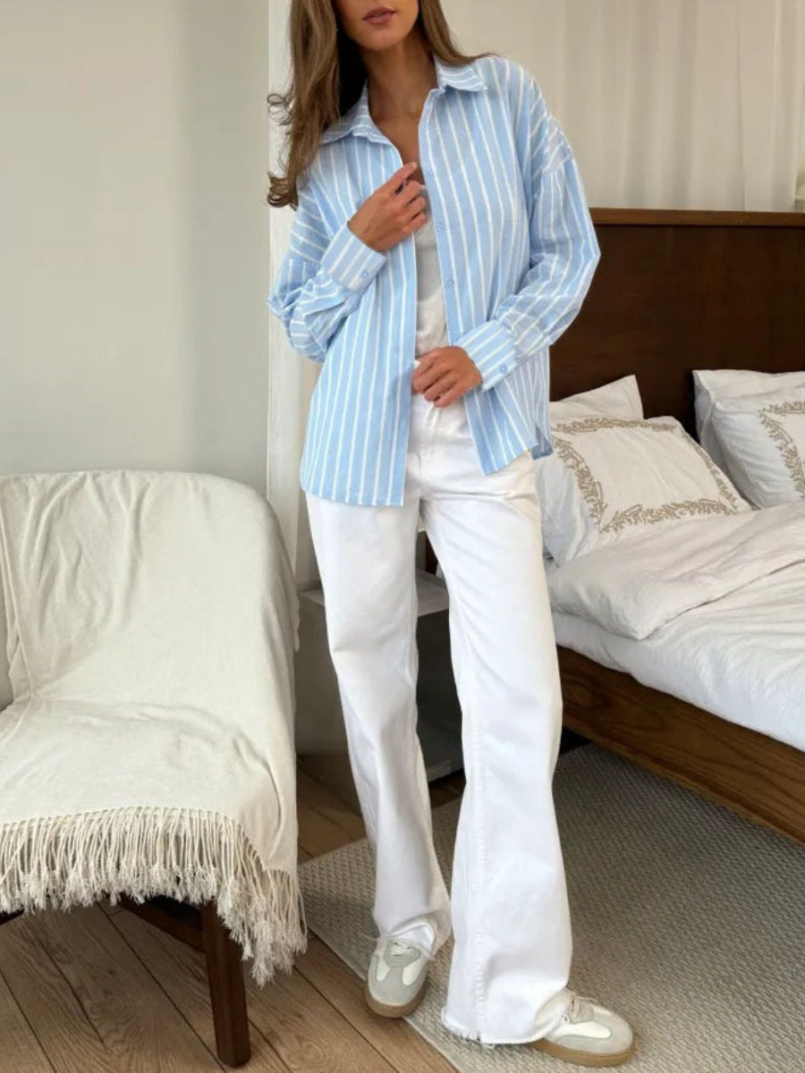 Stripes Cardigan Commuting Shirts