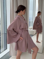 V-neck Thin Strap Nightgown Lazy Style Parties Mini&Short Dresses