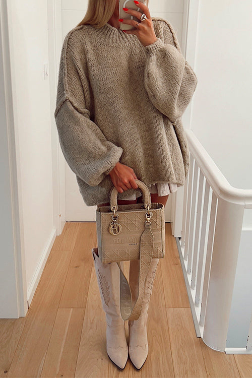 Drop Shoulder Plain Casual Pullover Sweater