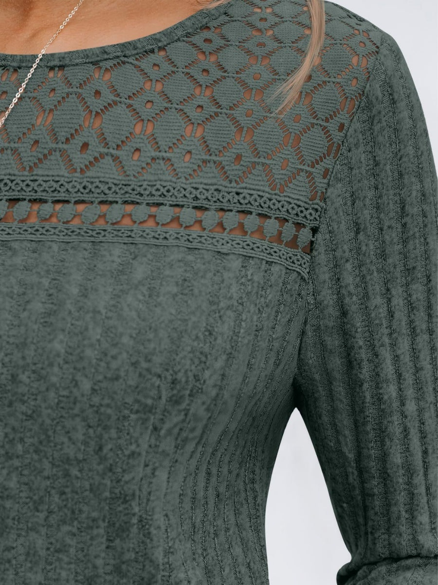 Pit Strip Loose Hollow Lace Stitching T-shirts