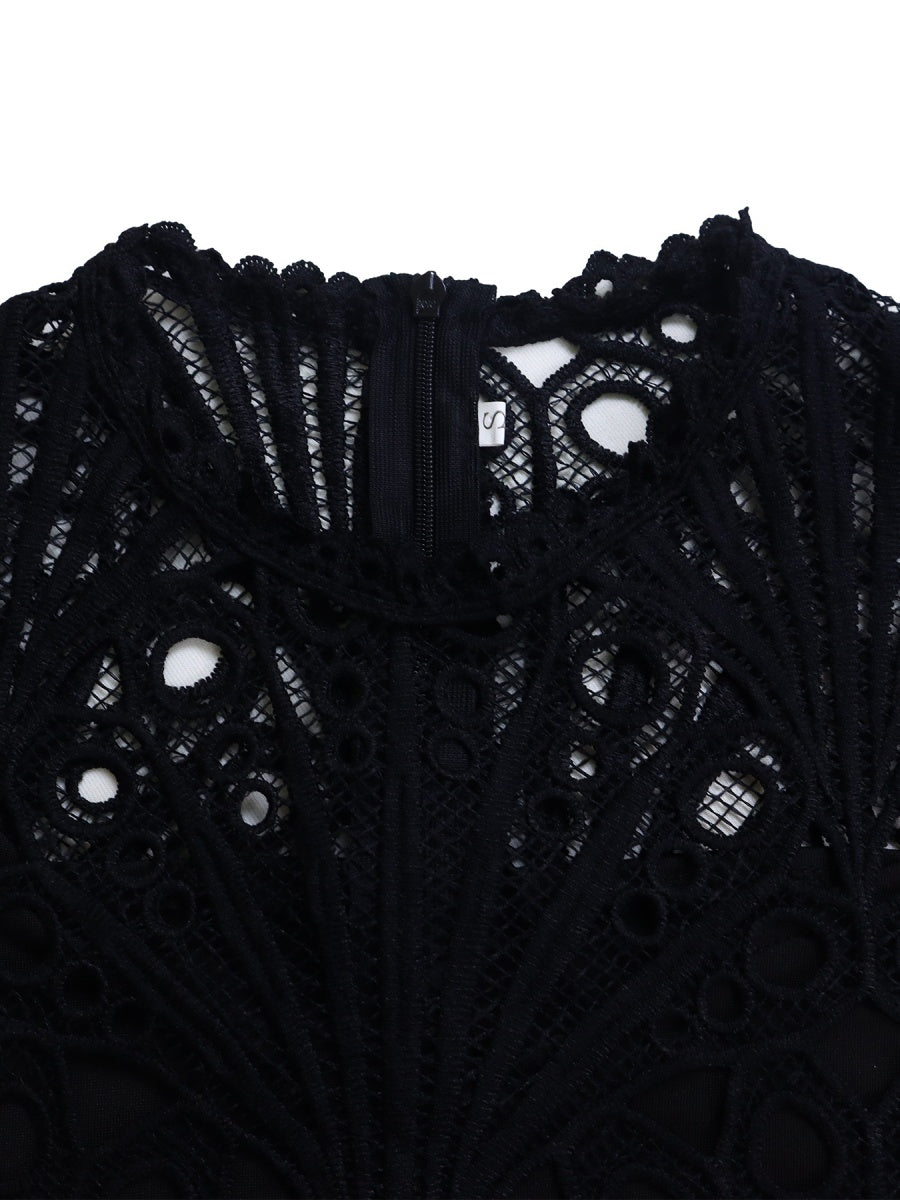 Short Sleeve Trim Lace Belts Mini&Short Dresses