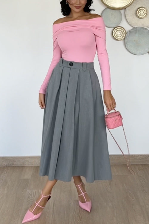 Off Shoulder Long Sleeves Slim Fit Top