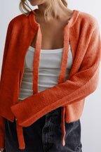 Crewneck Bow Knot Ribbed Knit Sweater
