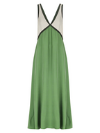 V-neck Sleeveless Color-blocked Maxi Dress