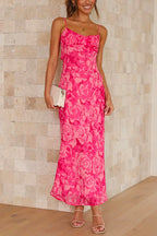 Twist Backless Floral Printed Maxi Cami Dress