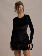 Liber Autumn Women's Pleated Velvet Mini&Short Dresses