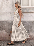 Halter V-neck Polka Dots Vacation Retro Maxi Dresses