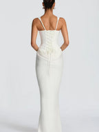 Fish Bones Waist Corset Pleated Camisoles Sleeveless Hip-hugging Maxi Dresses