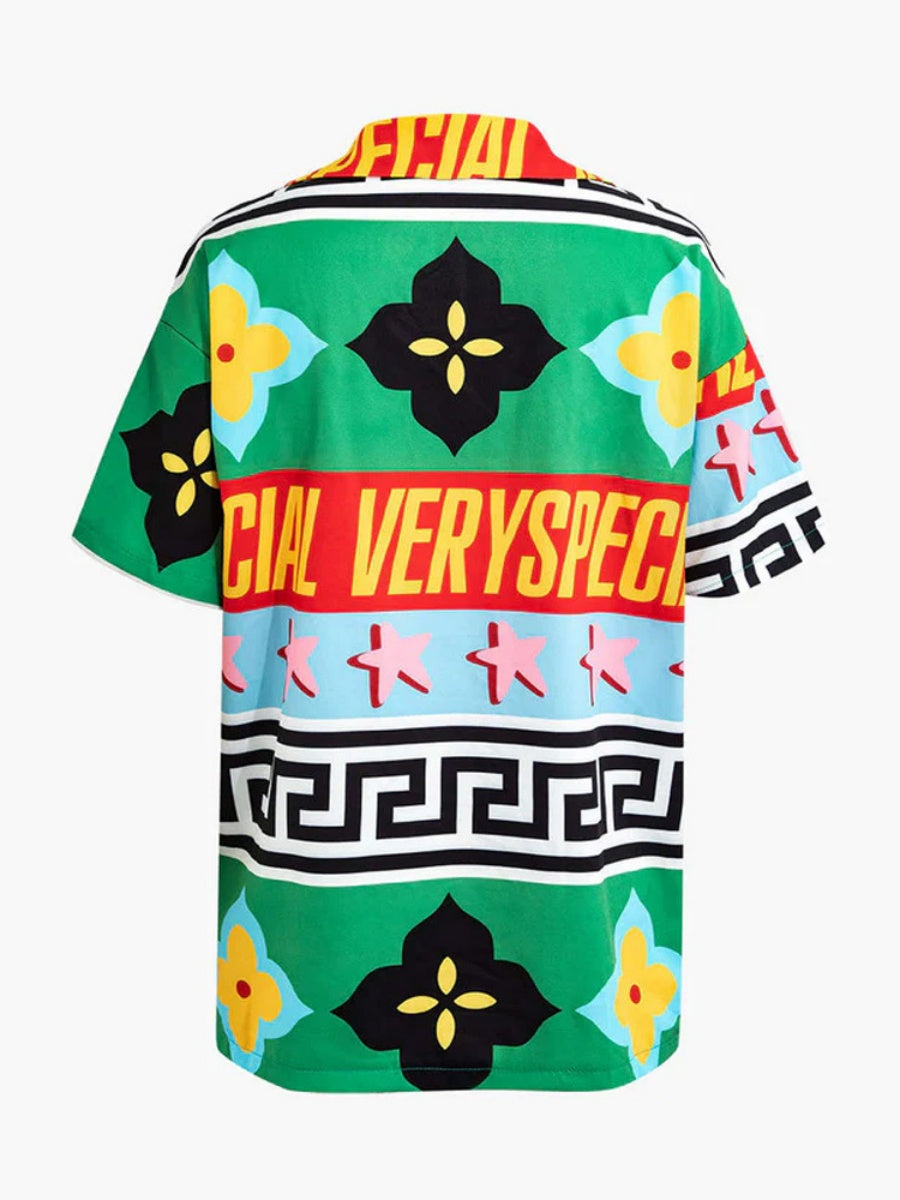Printed Vacation Long-sleeved Shirt Pants Wide Leg Set 2-piece Sets