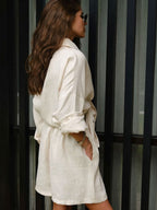 Pure Cotton Loose-fit Long-sleeved Shirt Loose Shorts Set 2-piece Sets