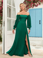 Grace Bandage Slit Formal Dress Chiffon Maxi Dresses