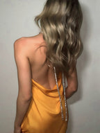 Satin Sexy Diamond Chain Formal Dress Maxi Dresses