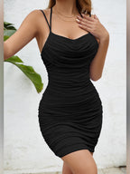 Sexy Short Dress With Ruffled Shoulder Straps