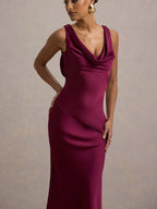 Satin Fitted Bodycon Fishtail Backless Sexy Zipper Maxi Dresses
