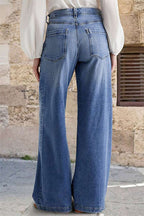 Distressed Wide Leg Casual Jeans