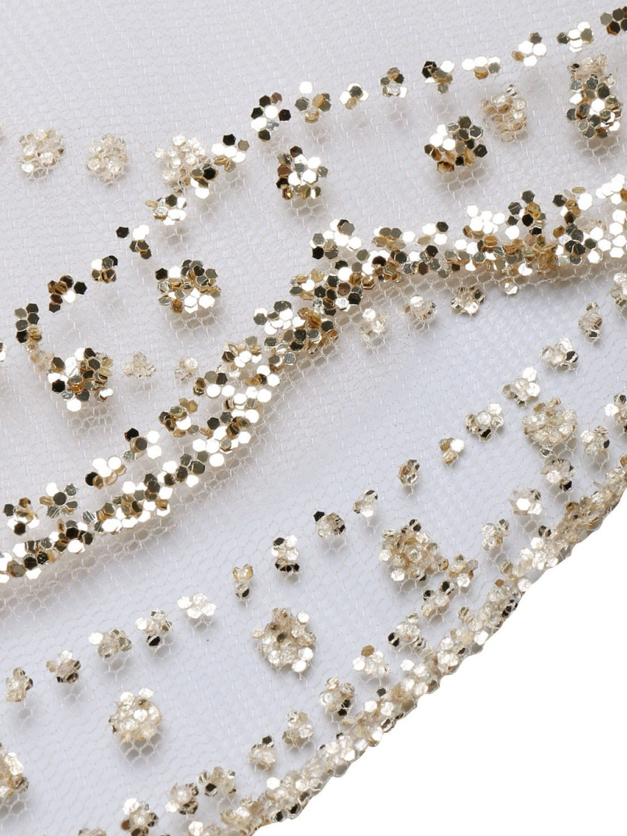 Beach Cover-up With Slits And Tie-up Shimmering Sequined Skirt
