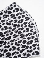 Three-quarter Sleeve Collar Leopard Print T-shirts