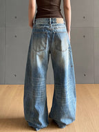 Cracked Washed-Out Worn Boyfriend Jeans