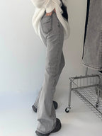 Washed Gray Elastic High Rise Flare Jeans