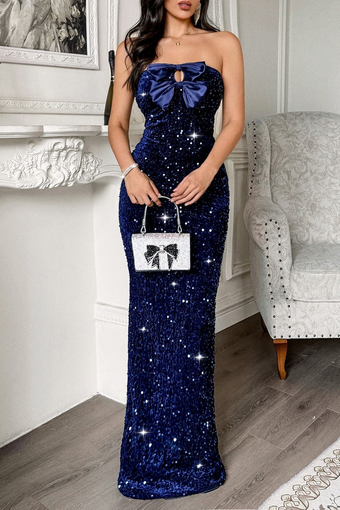 Strapless Bow Maxi Dress