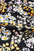 Floral Print V Neck Smocked Babydoll Blouse