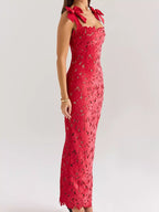 Aira's Slit Tie Shoulder Maxi Dress