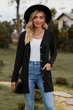Brushed Ribbed Long Sleeve Cardigan